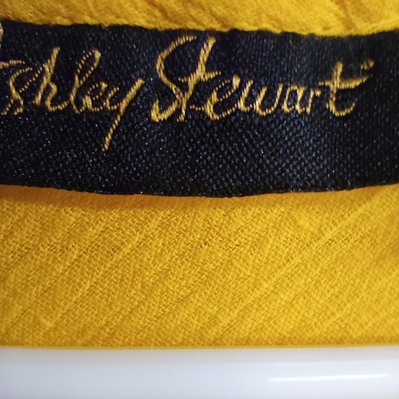 Ashley Stewart 1X Yellow Cotton Boho Tunic Top V-Neck Short Sleeve Blouse - Picture 12 of 13